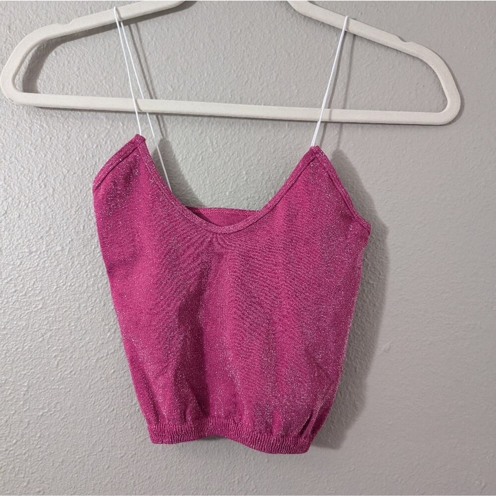 Free People Intimately Skinny Strap Brami Crop Top Glittery Sparkle